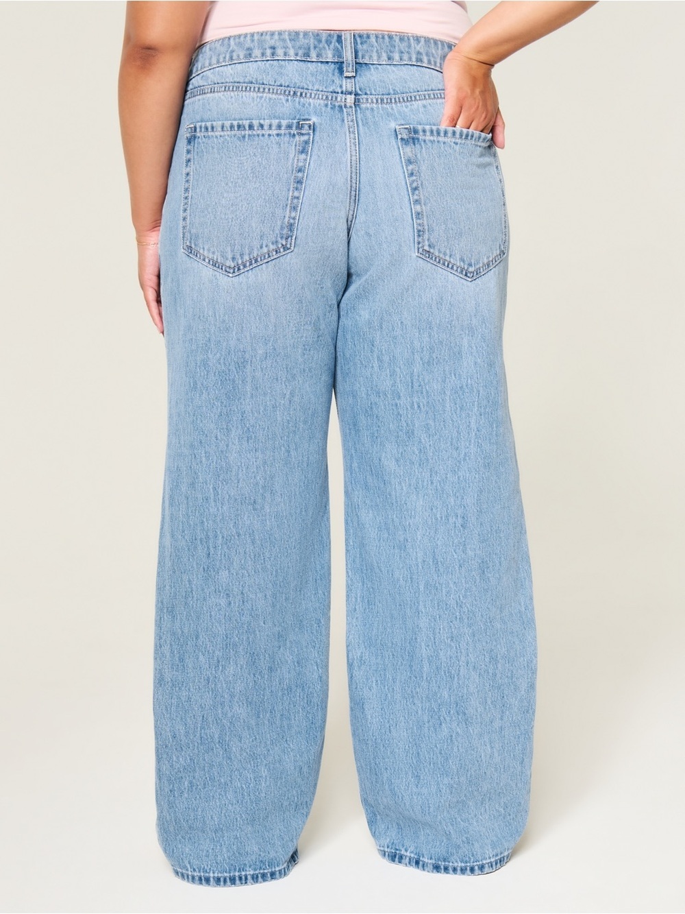 Hollister Low Rise Baggy Light Blue Wash Wide Leg Denim Jeans, Plus Size 20 - Picture 2 of 16